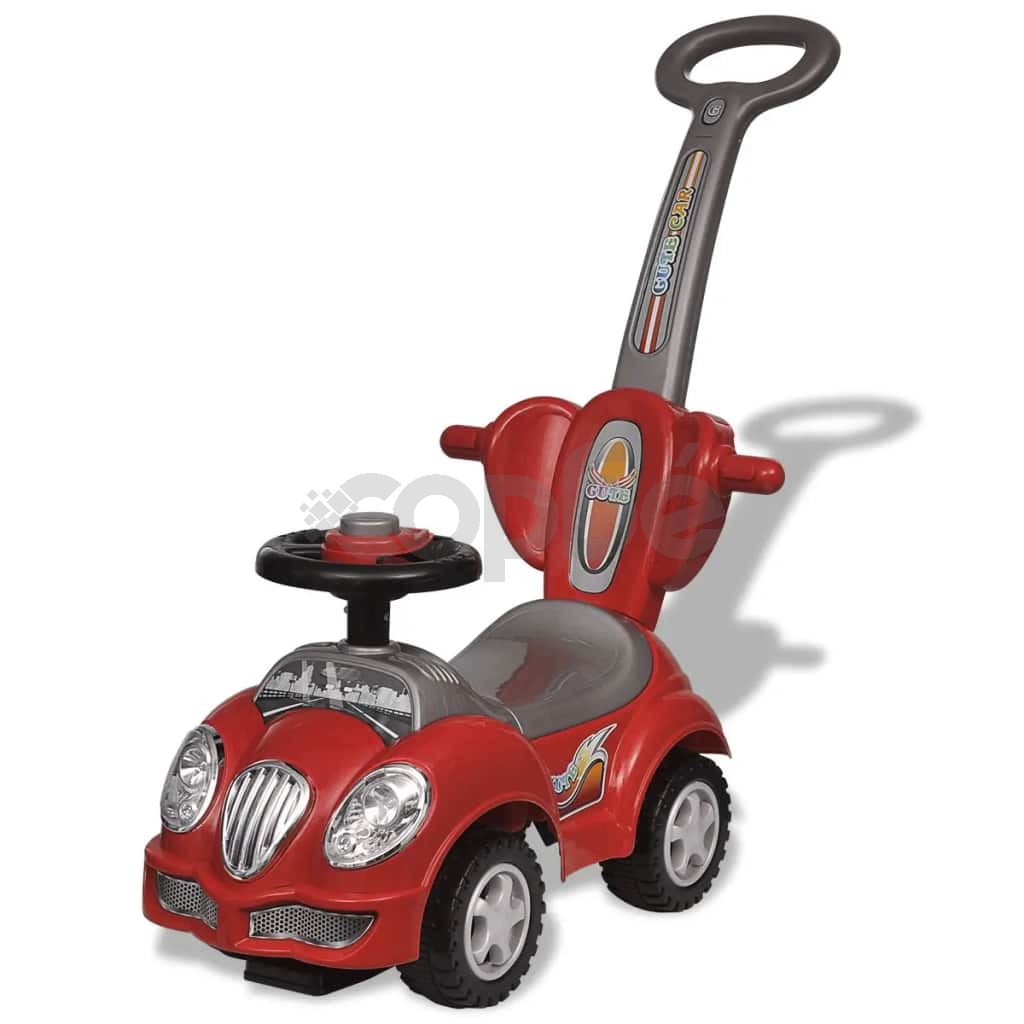 Детска кола за бутане, с дръжка, червена 