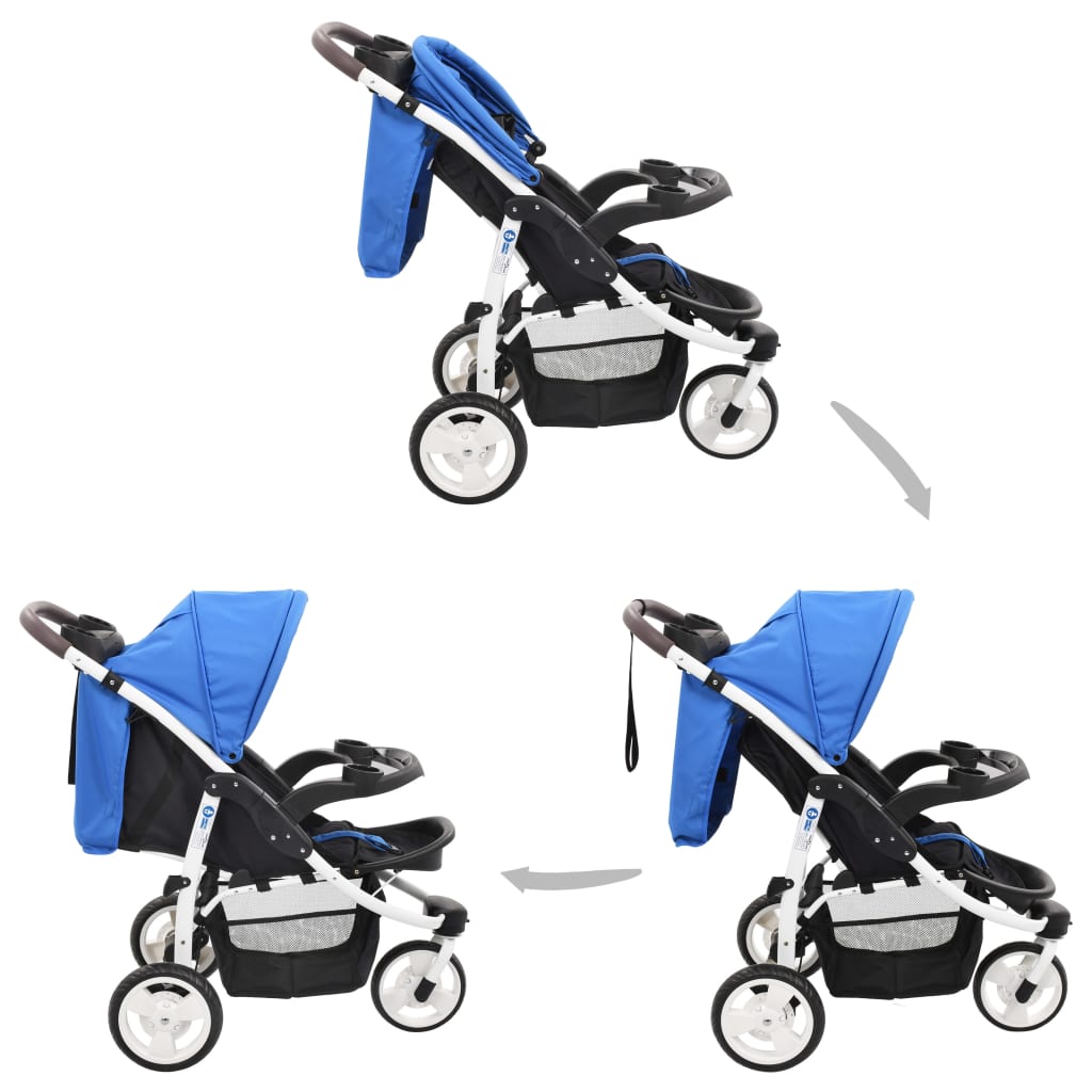 Бебешка количка триколка, синьо и черно