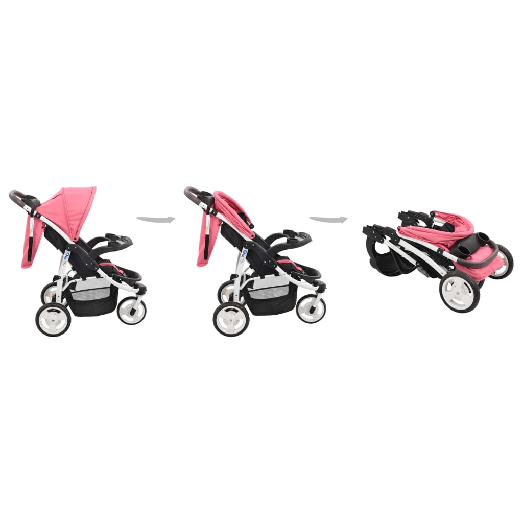 Бебешка количка триколка, розово и черно
