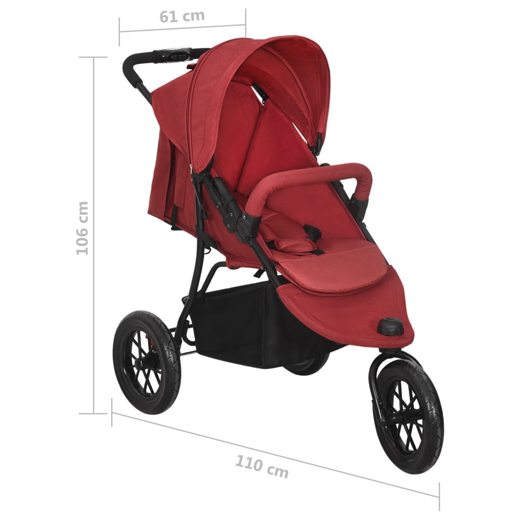 Бебешка количка, червена, стомана