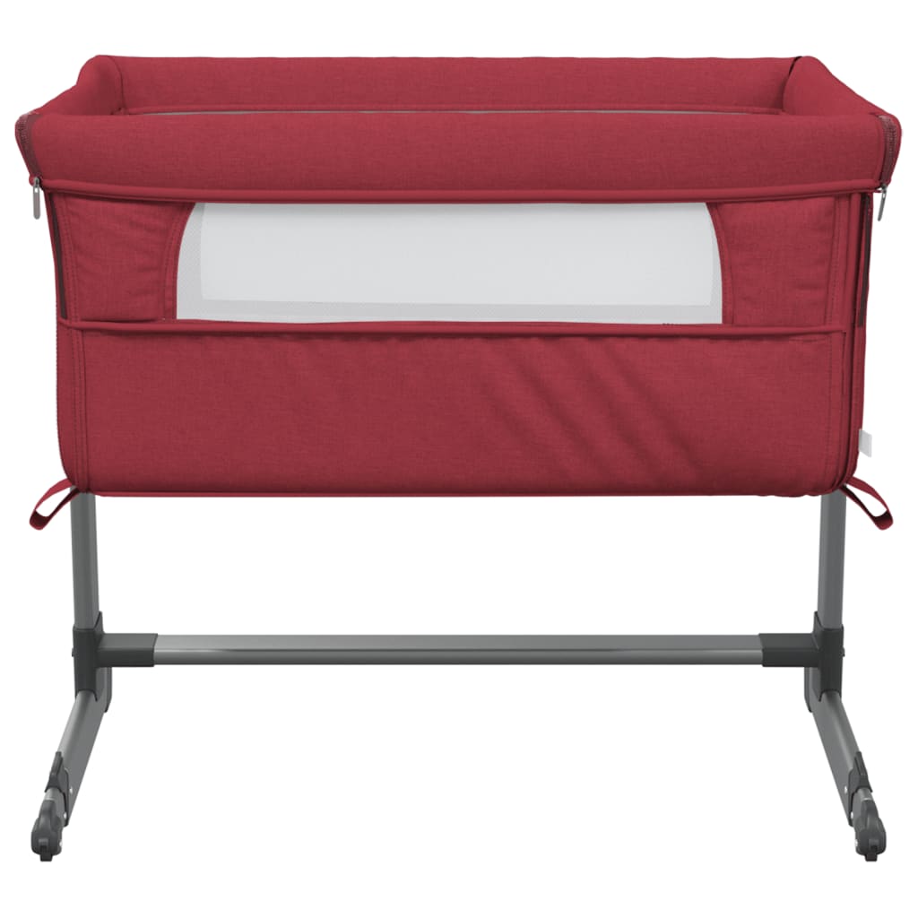 Бебешко легло с матрак, червено, ленен плат