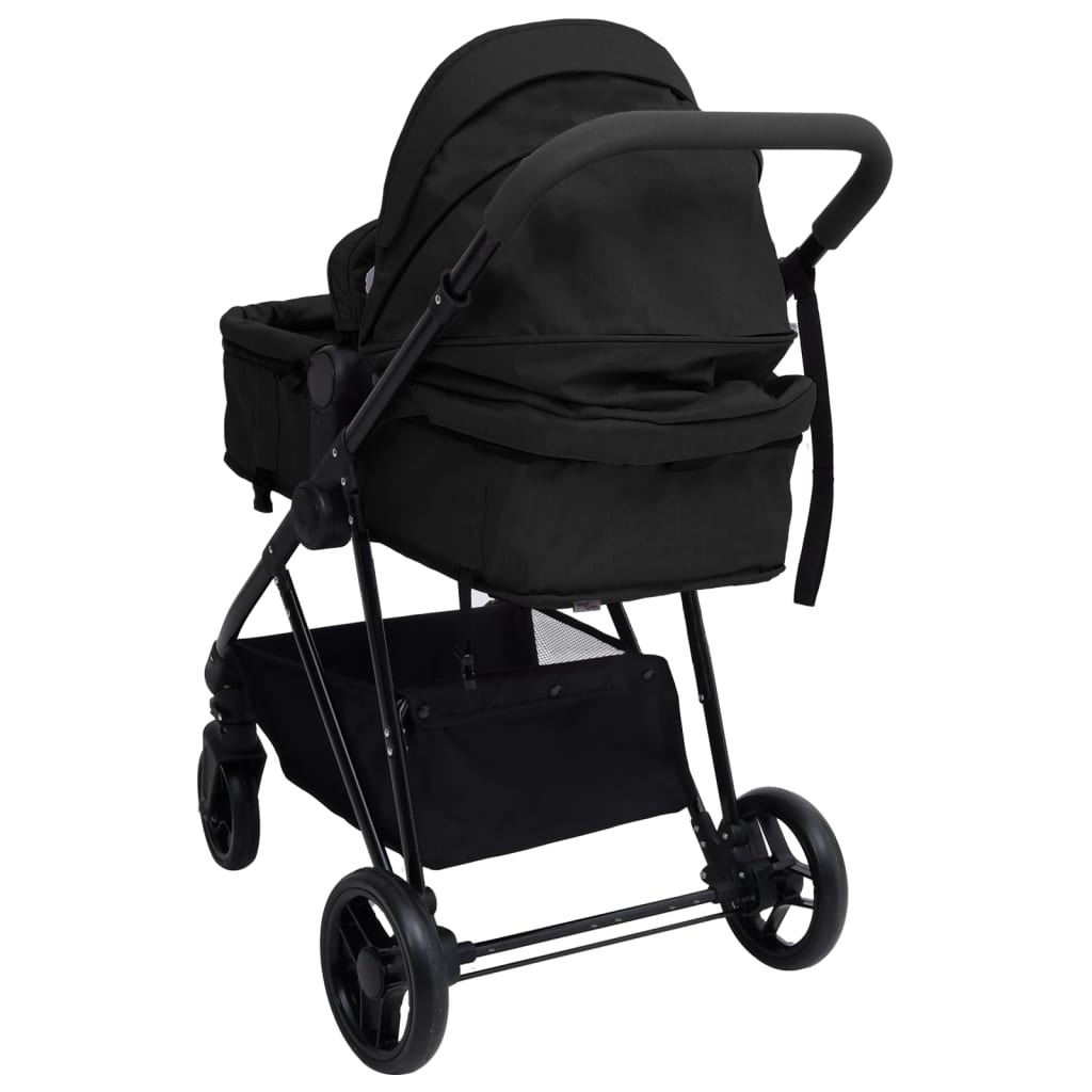 Бебешка количка 2-в-1, антрацит и черно, стомана