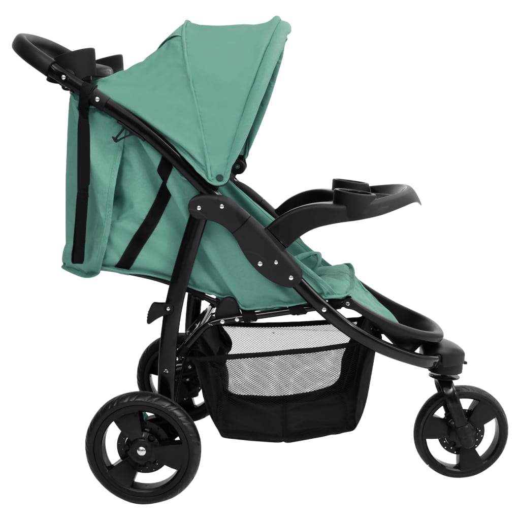 Бебешка количка триколка, зелено и черно, стомана