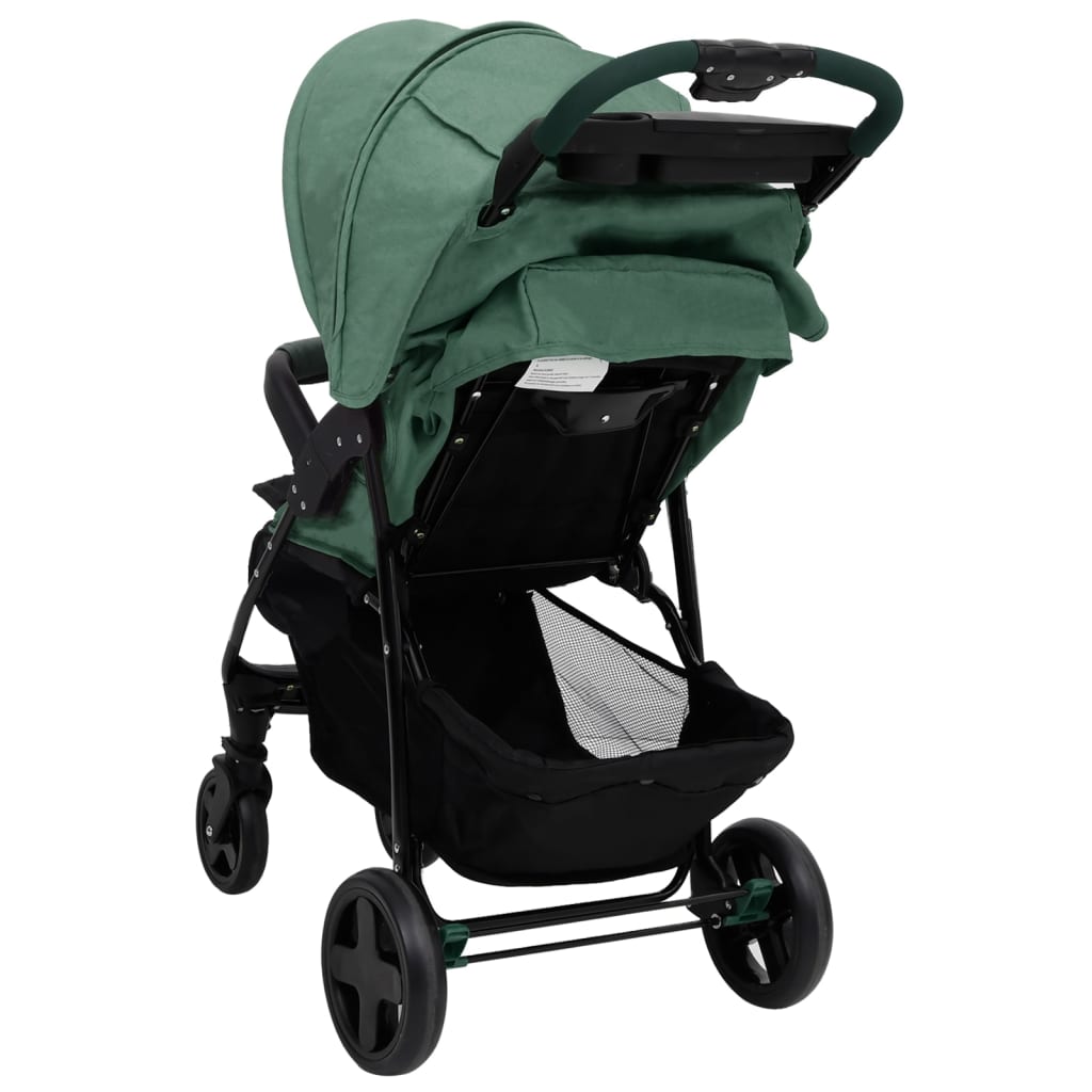Бебешка количка 2-в-1, зелена, стомана