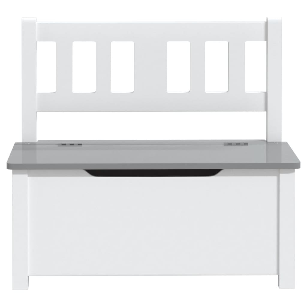 Детска пейка за съхранение, бяло и сиво, 60x30x55 см, МДФ