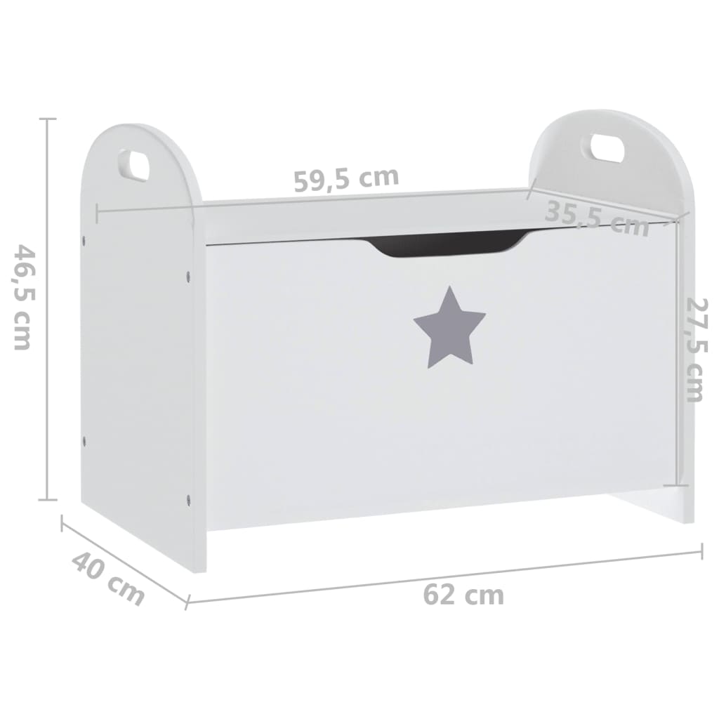Детска пейка за съхранение, бяла, 62x40x46,5 см, МДФ