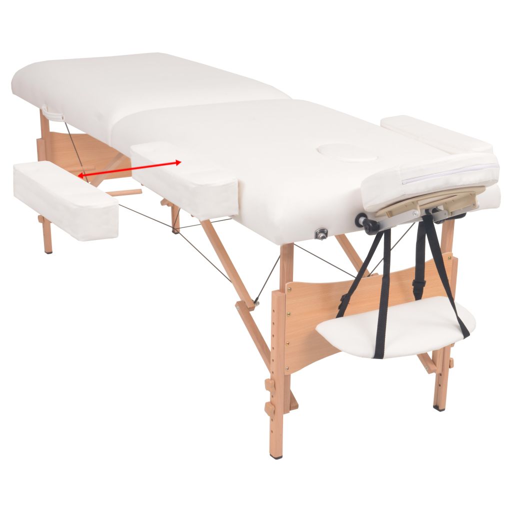 Сгъваема масажна кушетка с 2 зони и столче, 10 см пълнеж, бяла