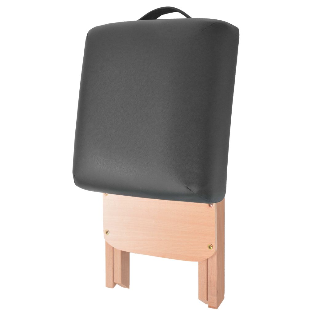 Сгъваема масажна кушетка с 3 зони и столче, 10 см пълнеж, черна