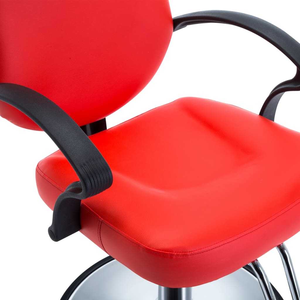 Фризьорски стол, изкуствена кожа, червен