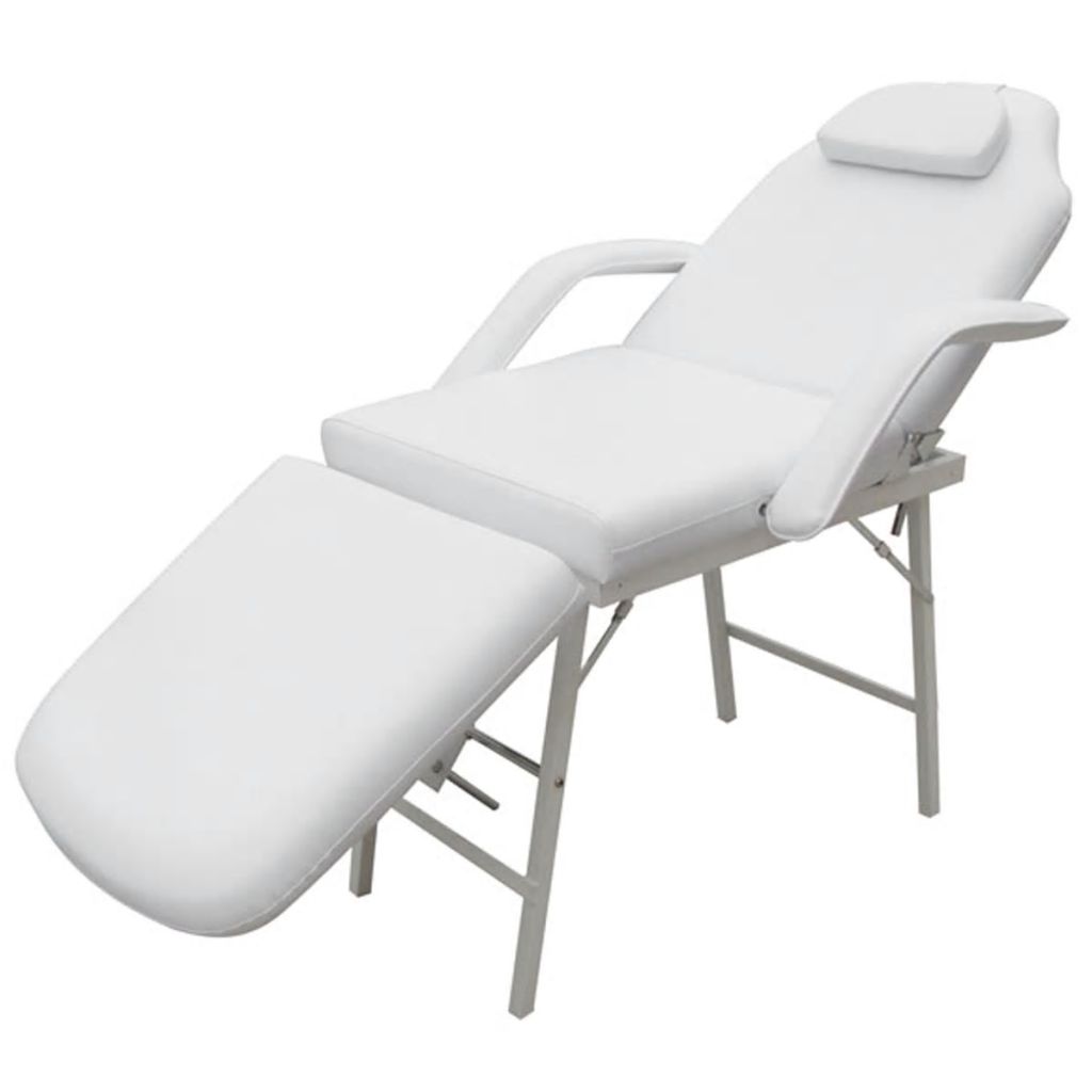 Стол за процедури с регулируема облегалка и поставка за крака, бял