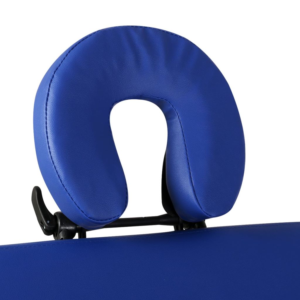 Синя сгъваема масажна кушетка 2 зони с дървена рамка