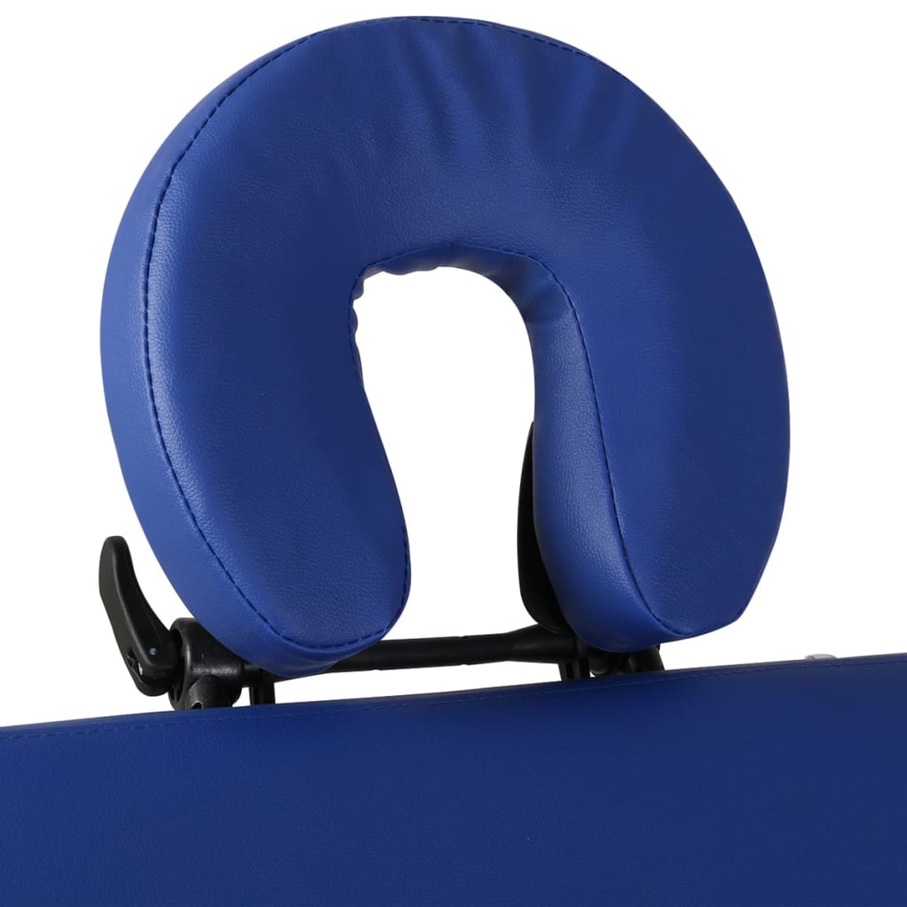 Синя сгъваема масажна кушетка 4 зони с дървена рамка