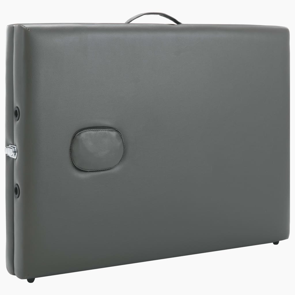Масажна кушетка с 2 зони, алуминиева рамка, антрацит, 186х68 см