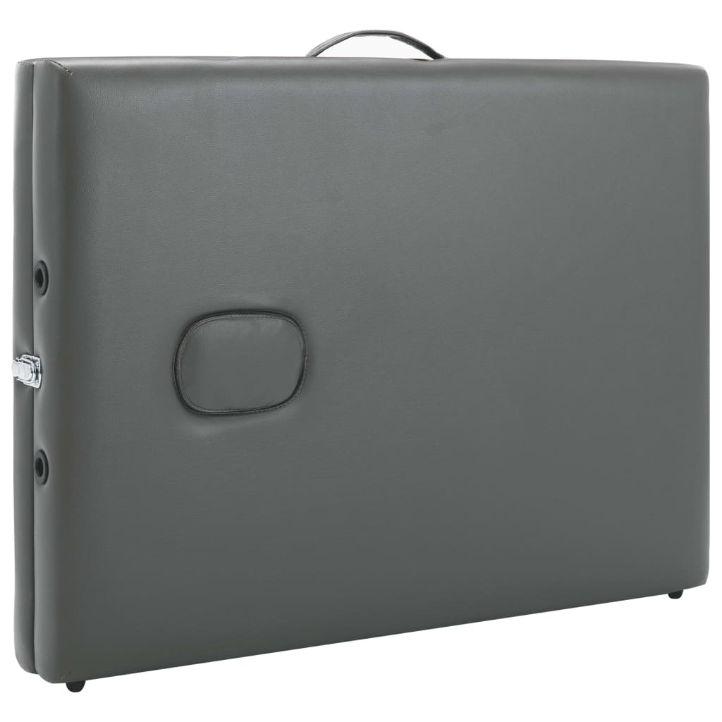Масажна кушетка с 3 зони, алуминиева рамка, антрацит, 186х68 см