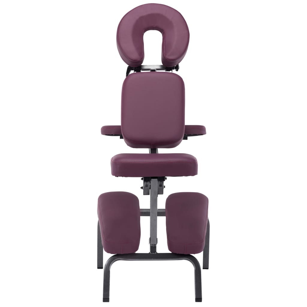 Стол за масаж, изкуствена кожа, бордо, 122x81x48 см