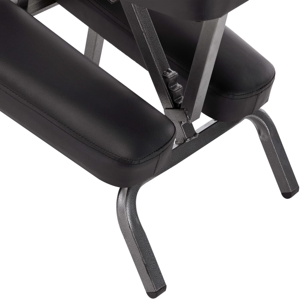 Стол за масаж, изкуствена кожа, черен, 122x81x48 см