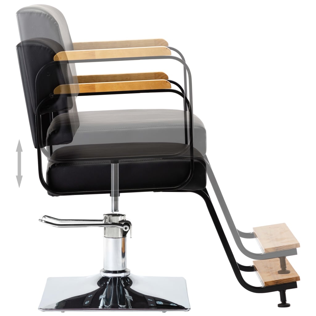 Професионален фризьорски стол, черен, изкуствена кожа