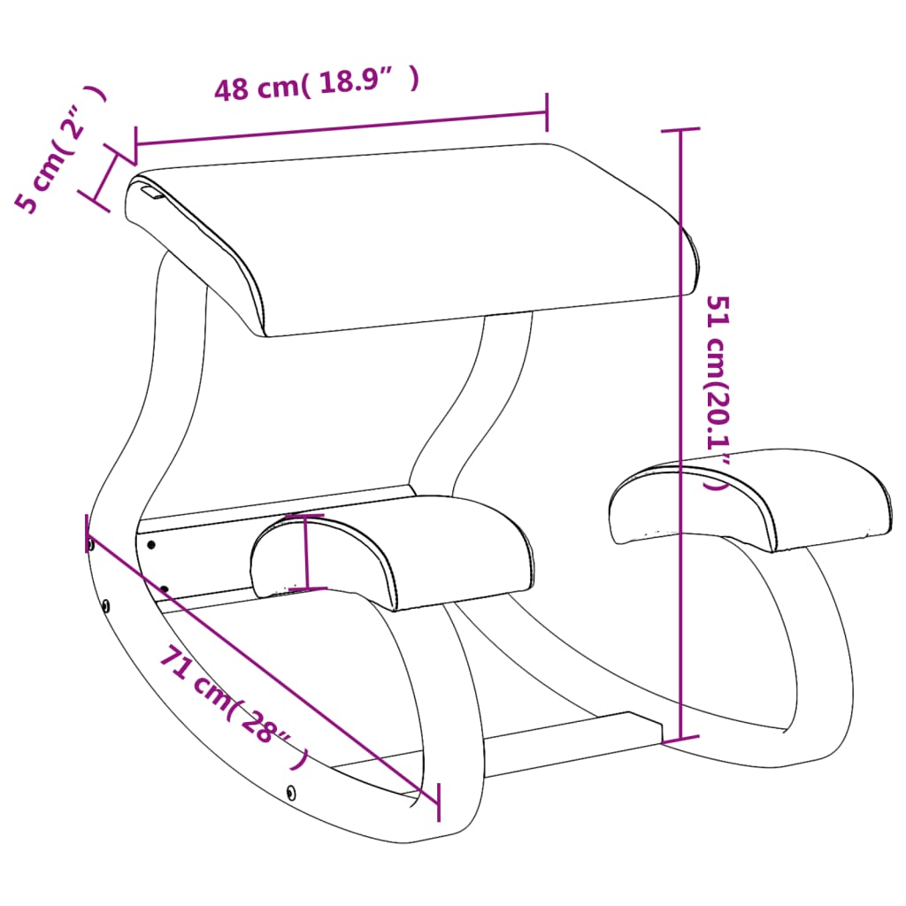 Стол с опора за колене, кремав, 48x71x51 см, шперплат от бреза