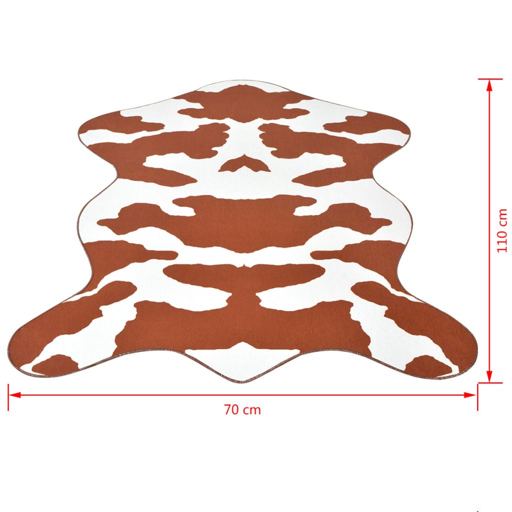 Килим 70 x 110 см, кафява кравешка шарка и форма
