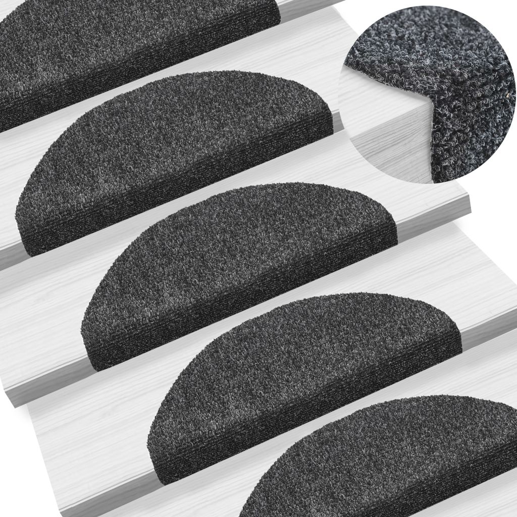 Самозалепващи стелки за стъпала, 15 бр, 65x21x4 см, тъмносиви