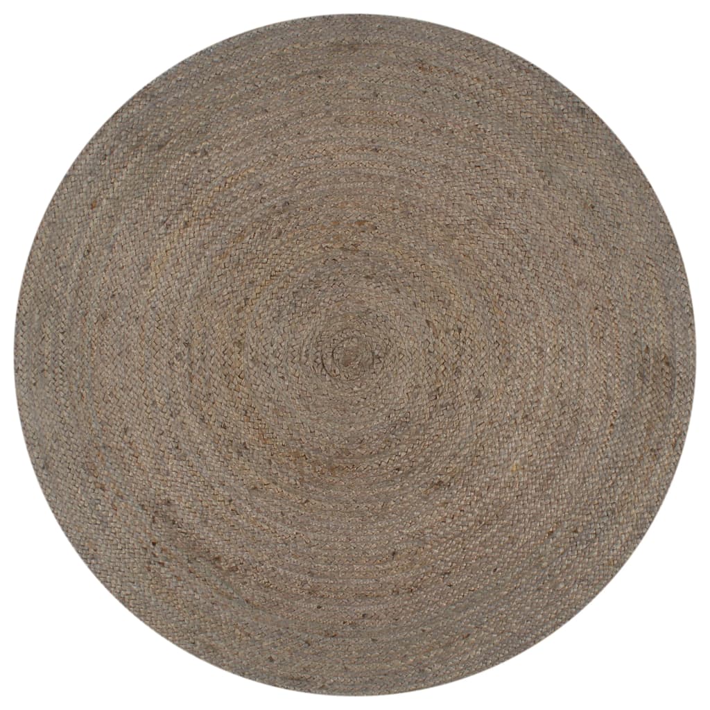 Ръчно тъкан килим от юта, кръгъл, 90 см, сив
