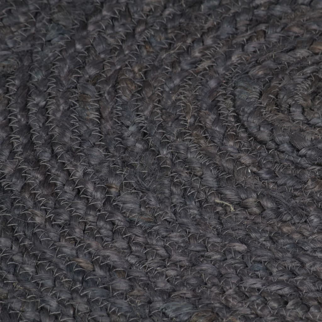 Ръчно тъкан килим от юта, кръгъл, 90 см, тъмносив