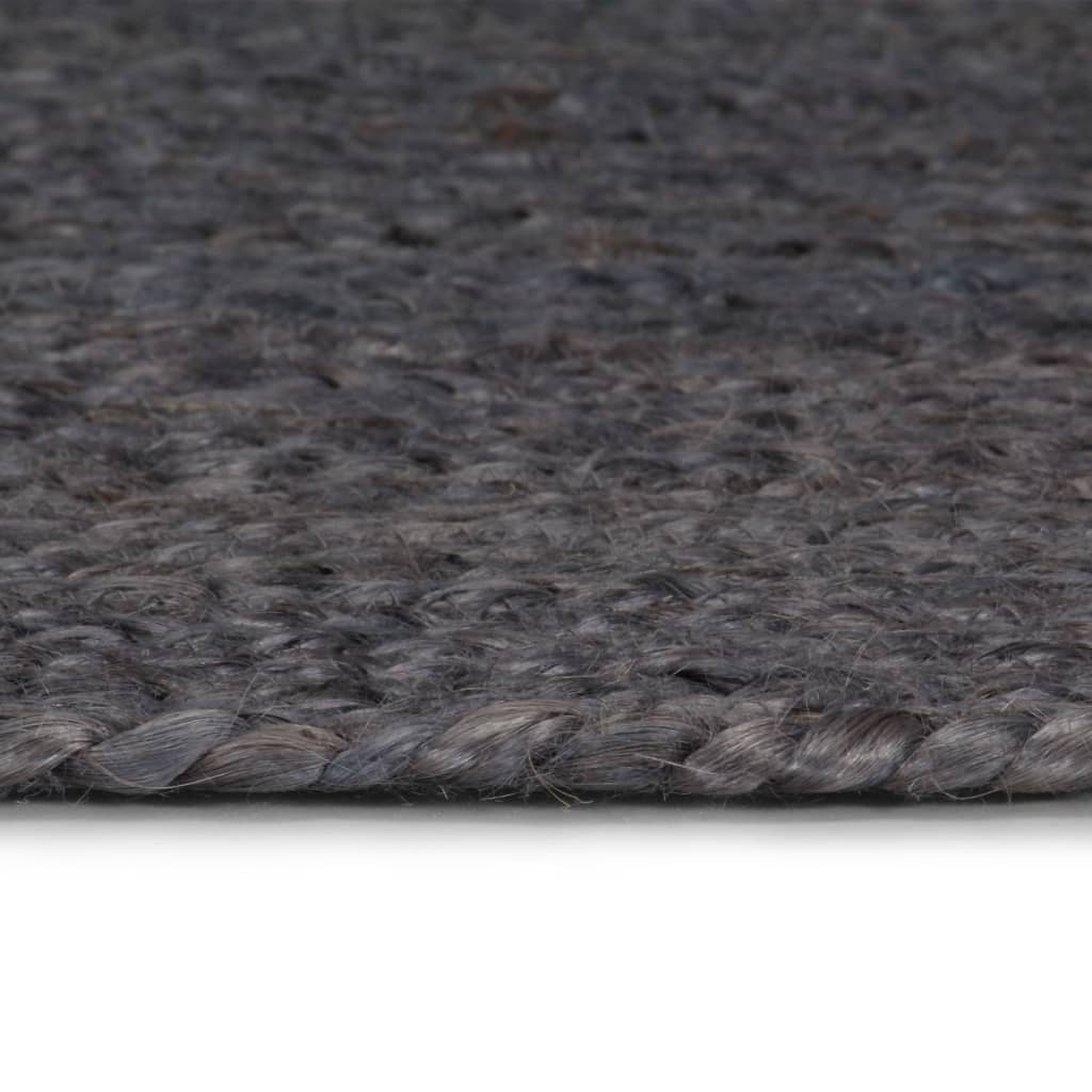 Ръчно тъкан килим от юта, кръгъл, 90 см, тъмносив