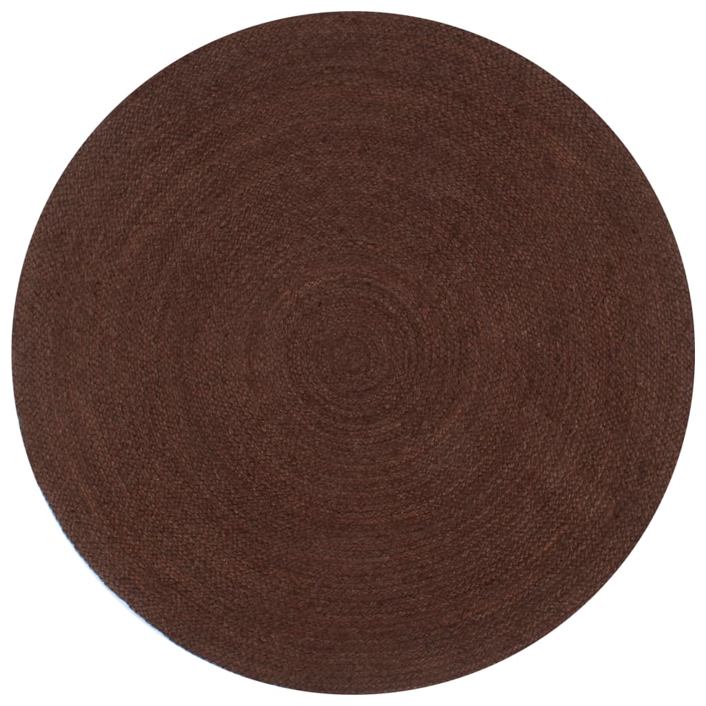 Ръчно тъкан килим от юта, кръгъл, 120 см, кафяв