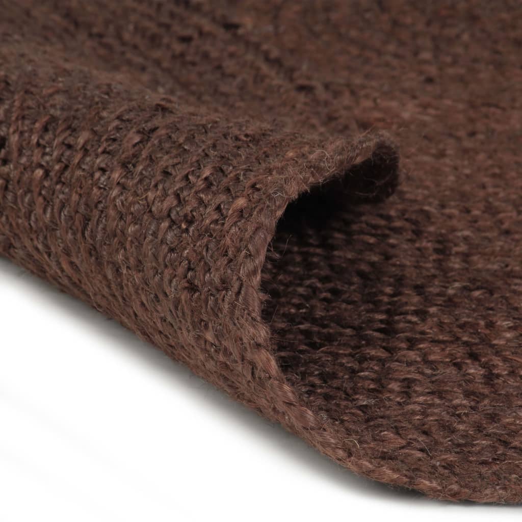 Ръчно тъкан килим от юта, кръгъл, 120 см, кафяв