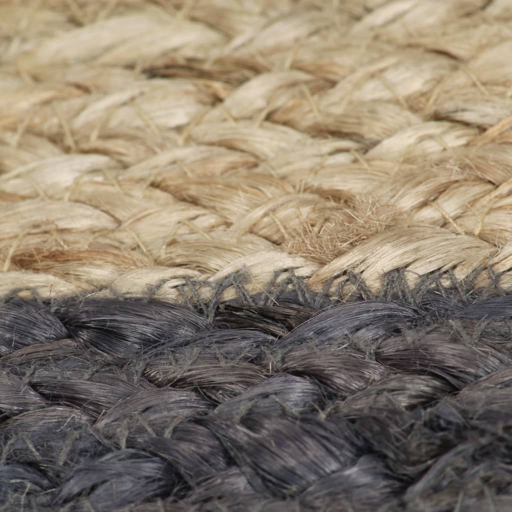 Ръчно тъкан килим от юта, тъмносив кант, 90 см