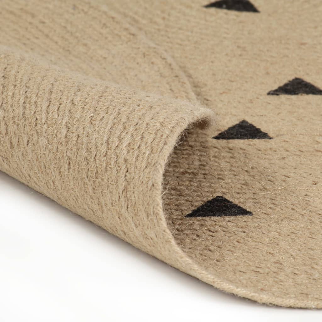 Ръчно тъкан килим от юта, принт на триъгълници, 90 см