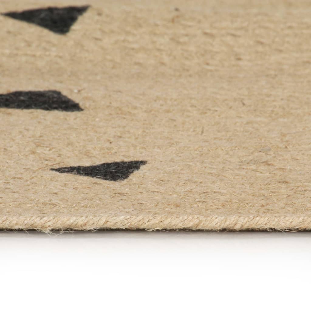 Ръчно тъкан килим от юта, принт на триъгълници, 90 см