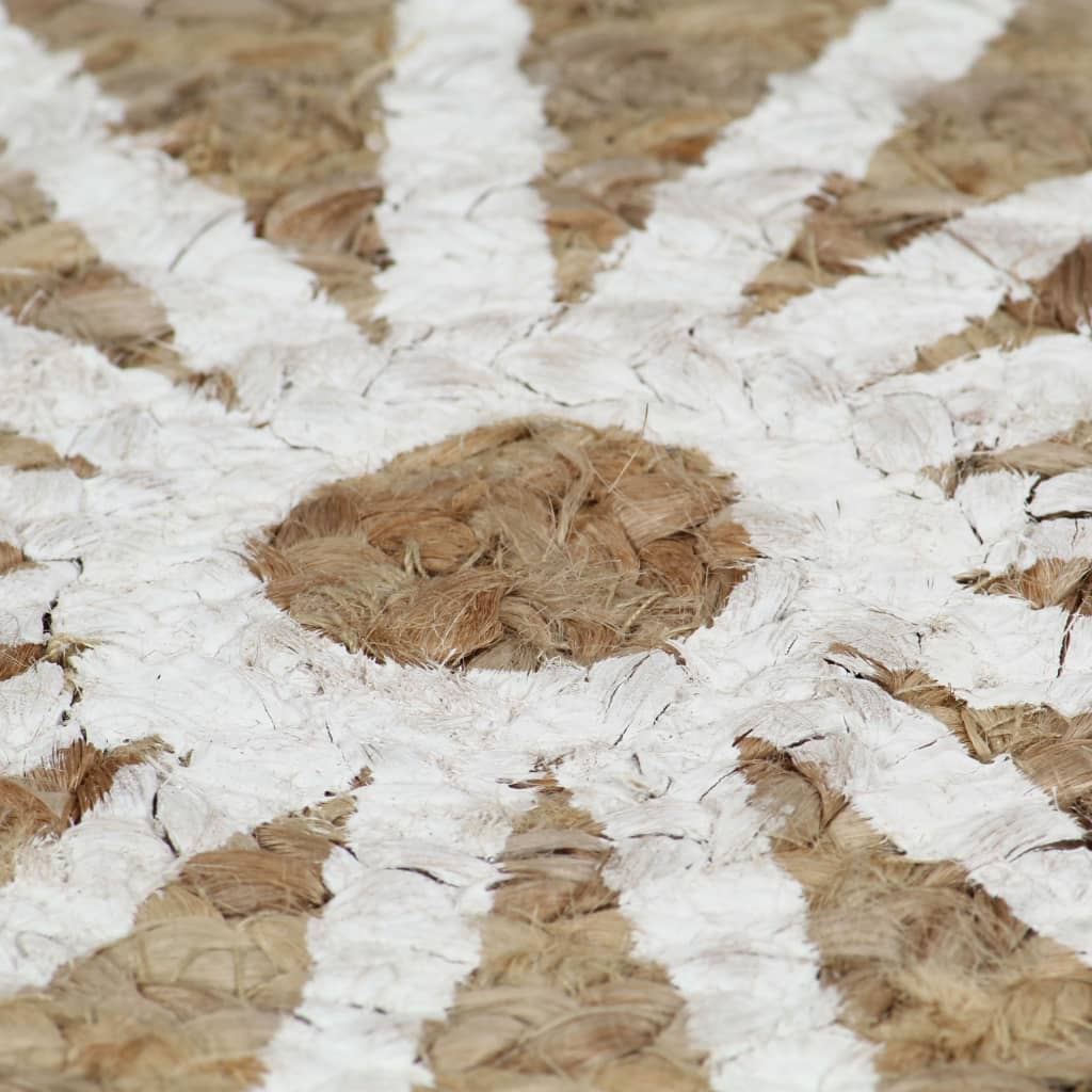 Ръчно тъкан килим от юта, бял принт, 90 см