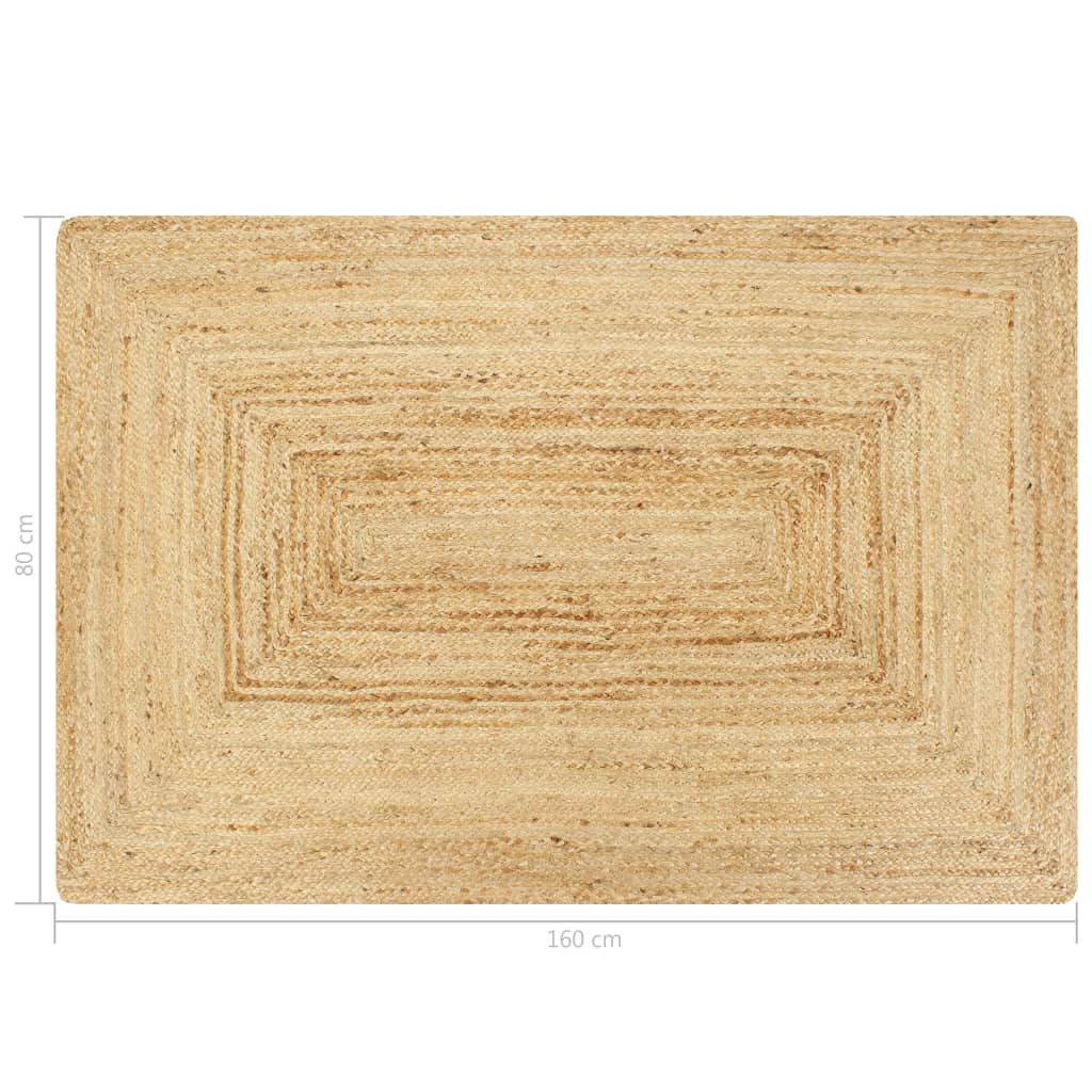 Ръчно тъкан килим от юта, естествен цвят, 80x160 см