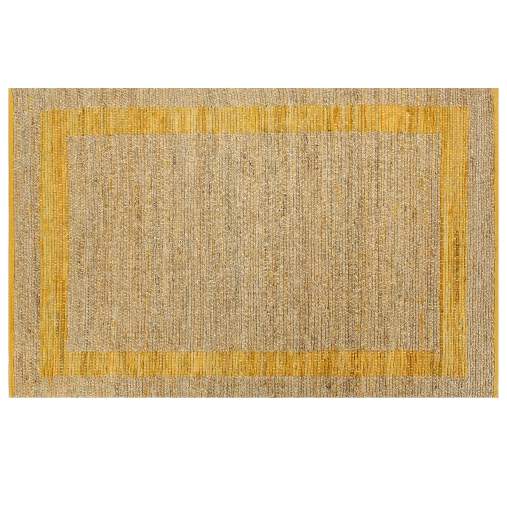 Ръчно тъкан килим от юта, жълт, 120x180 см