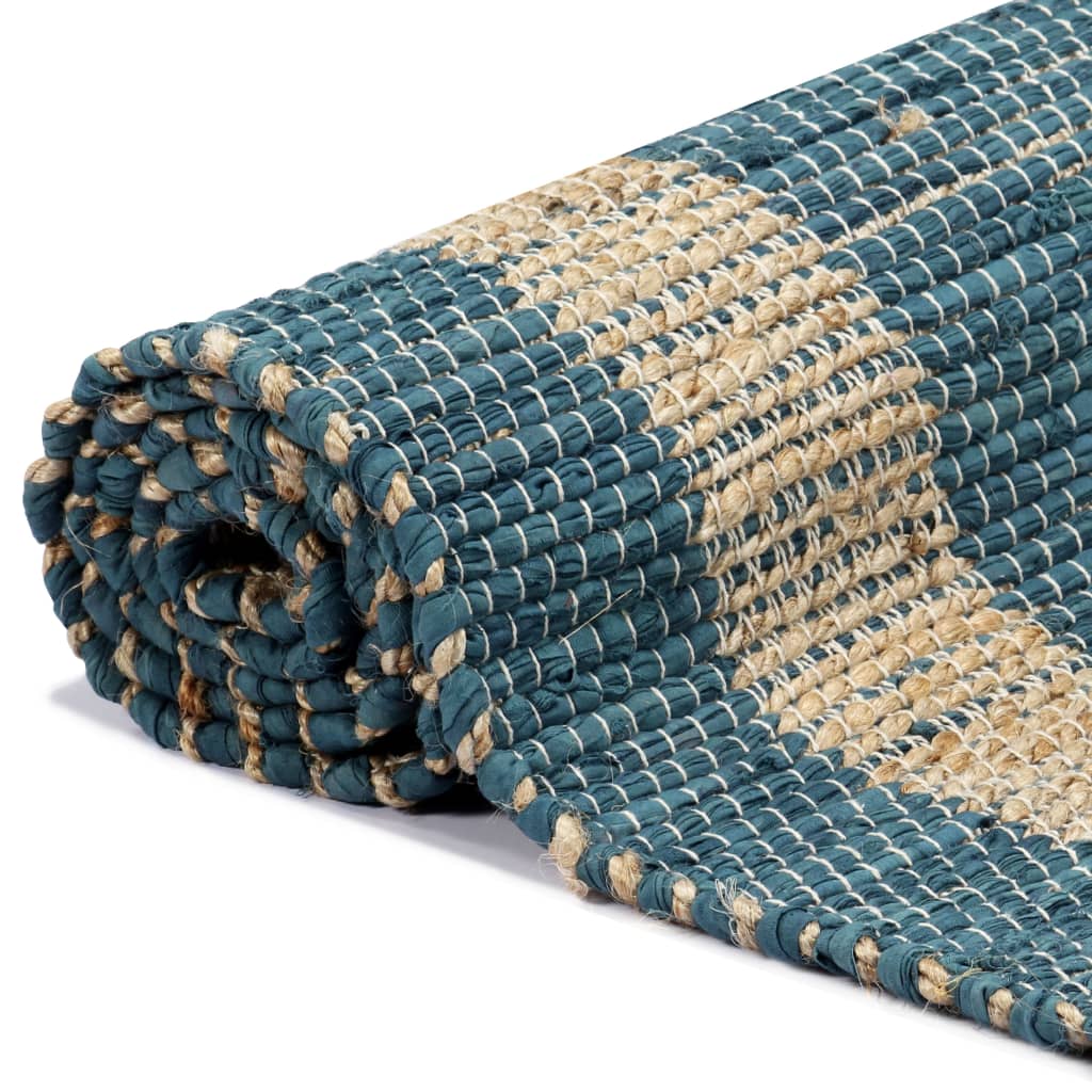 Ръчно тъкан килим от юта, син, 160x230 см