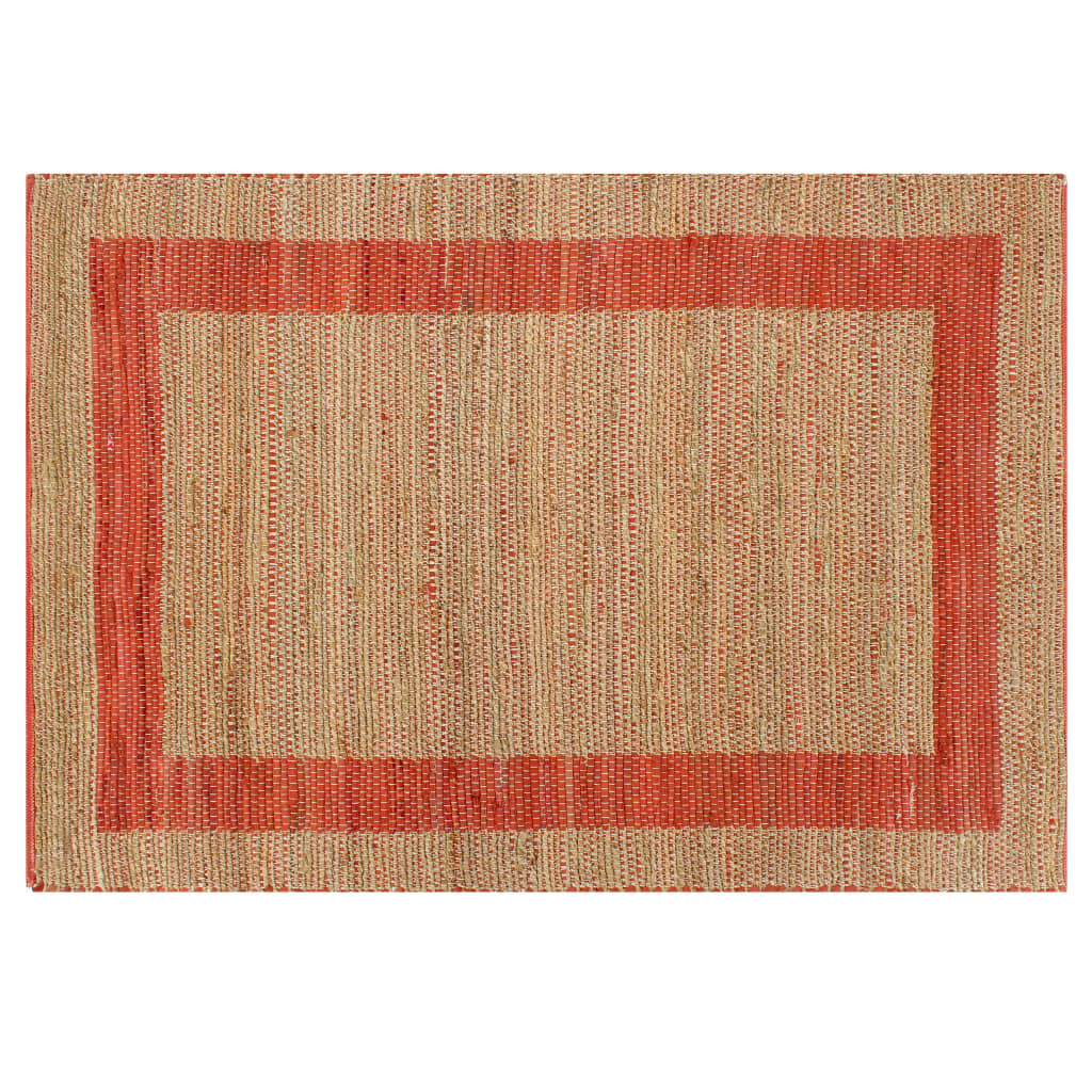 Ръчно тъкан килим от юта, червен, 80x160 см