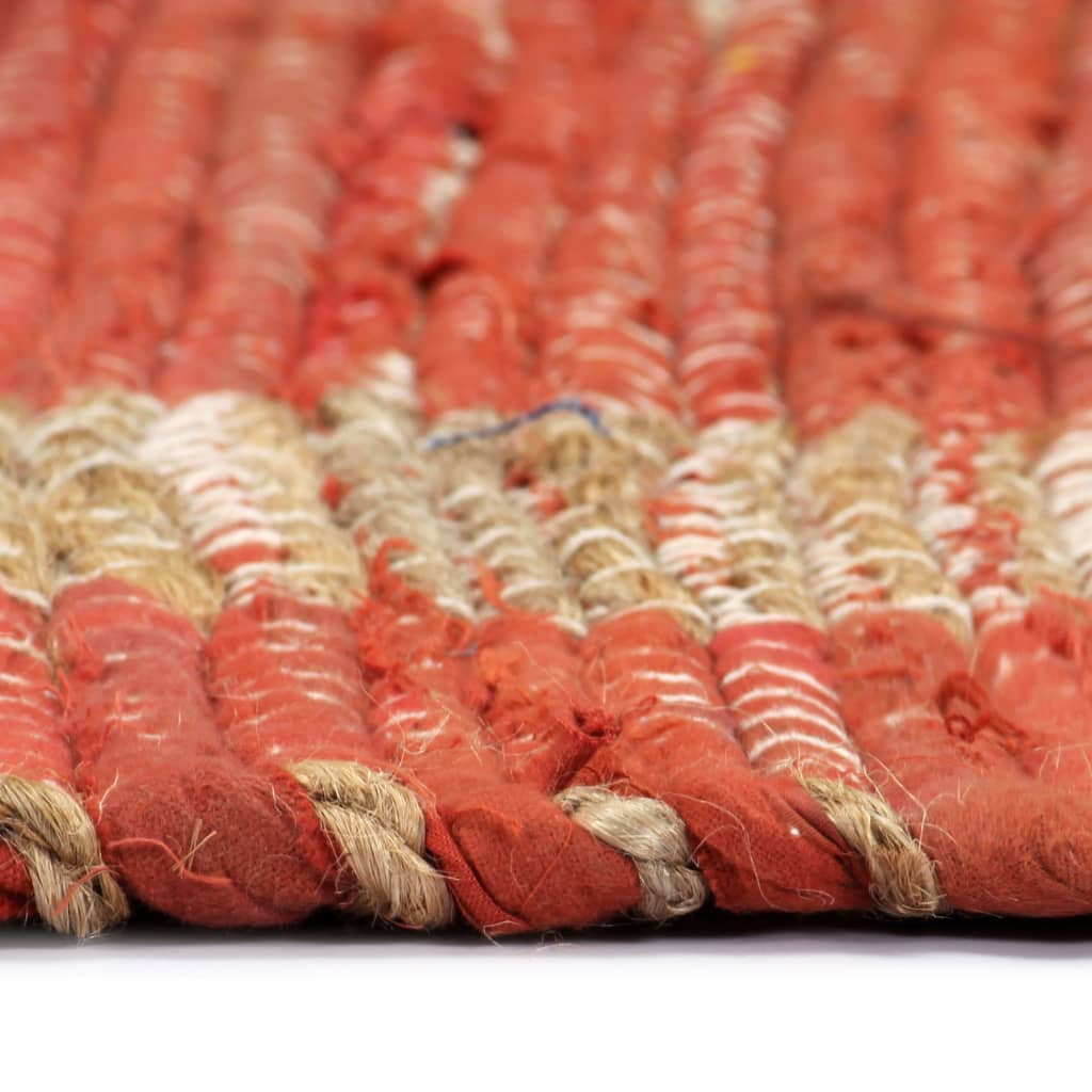 Ръчно тъкан килим от юта, червен, 80x160 см