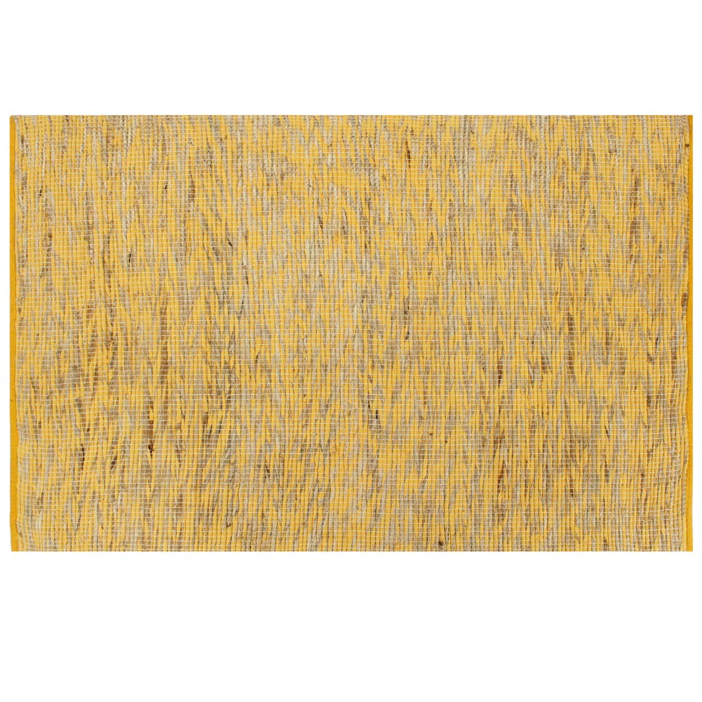 Ръчно тъкан килим от юта, жълт и естествен цвят, 80x160 см