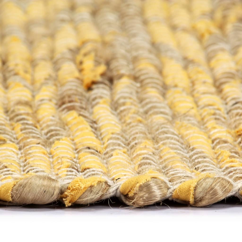 Ръчно тъкан килим от юта, жълт и естествен цвят, 80x160 см