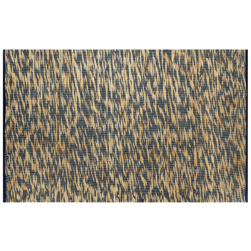 Ръчно тъкан килим от юта, син и естествен цвят, 160x230 см