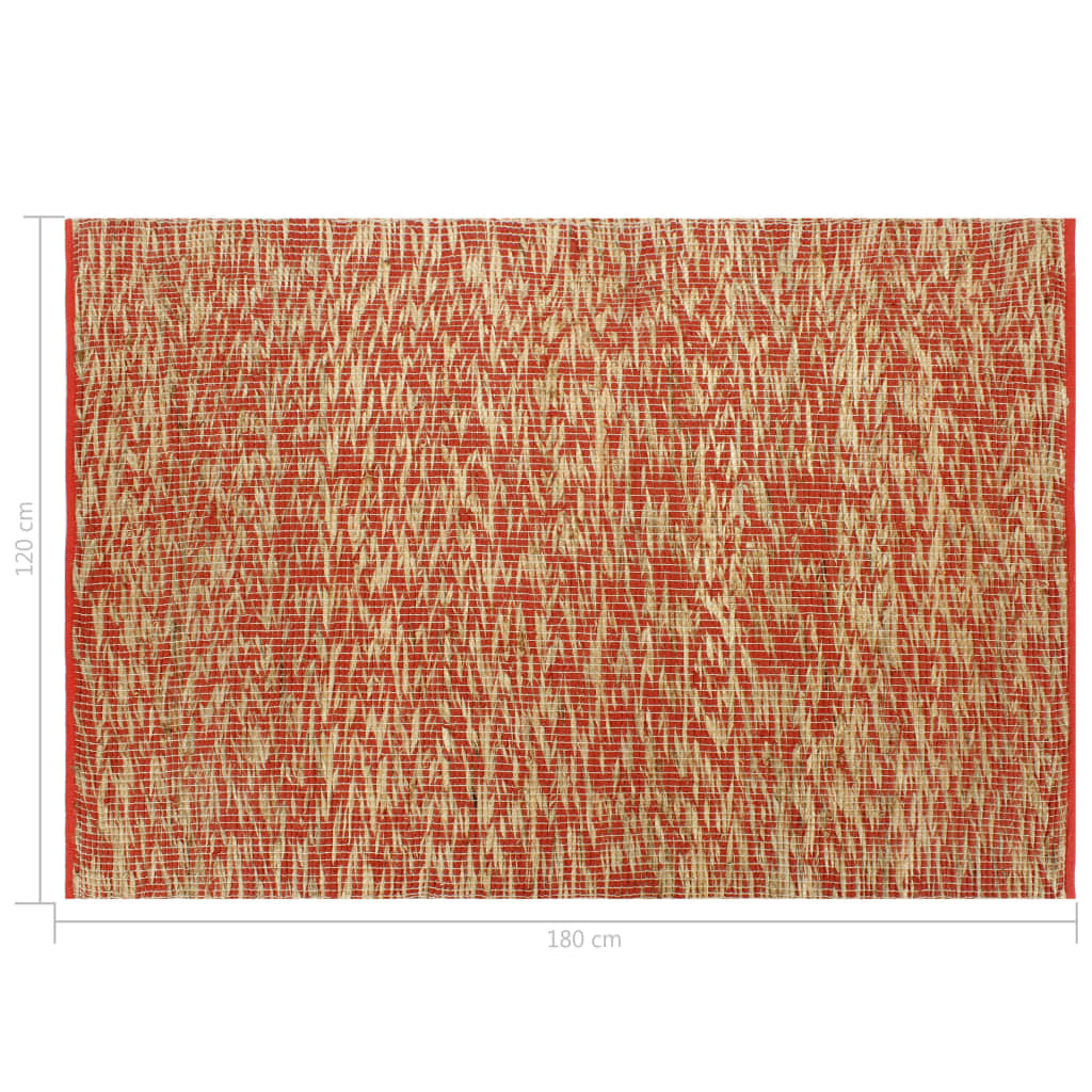 Ръчно тъкан килим от юта, червен и естествен цвят, 120x180 см