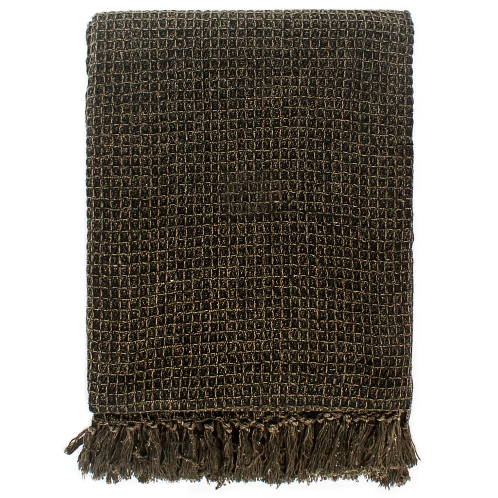 Декоративно одеяло, памук, 220x250 см, антрацит/кафяво