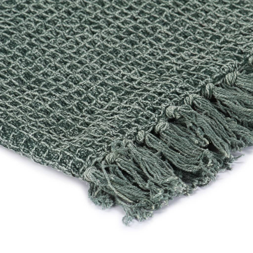 Декоративно одеяло, памук, 160x210 см, тъмнозелено 