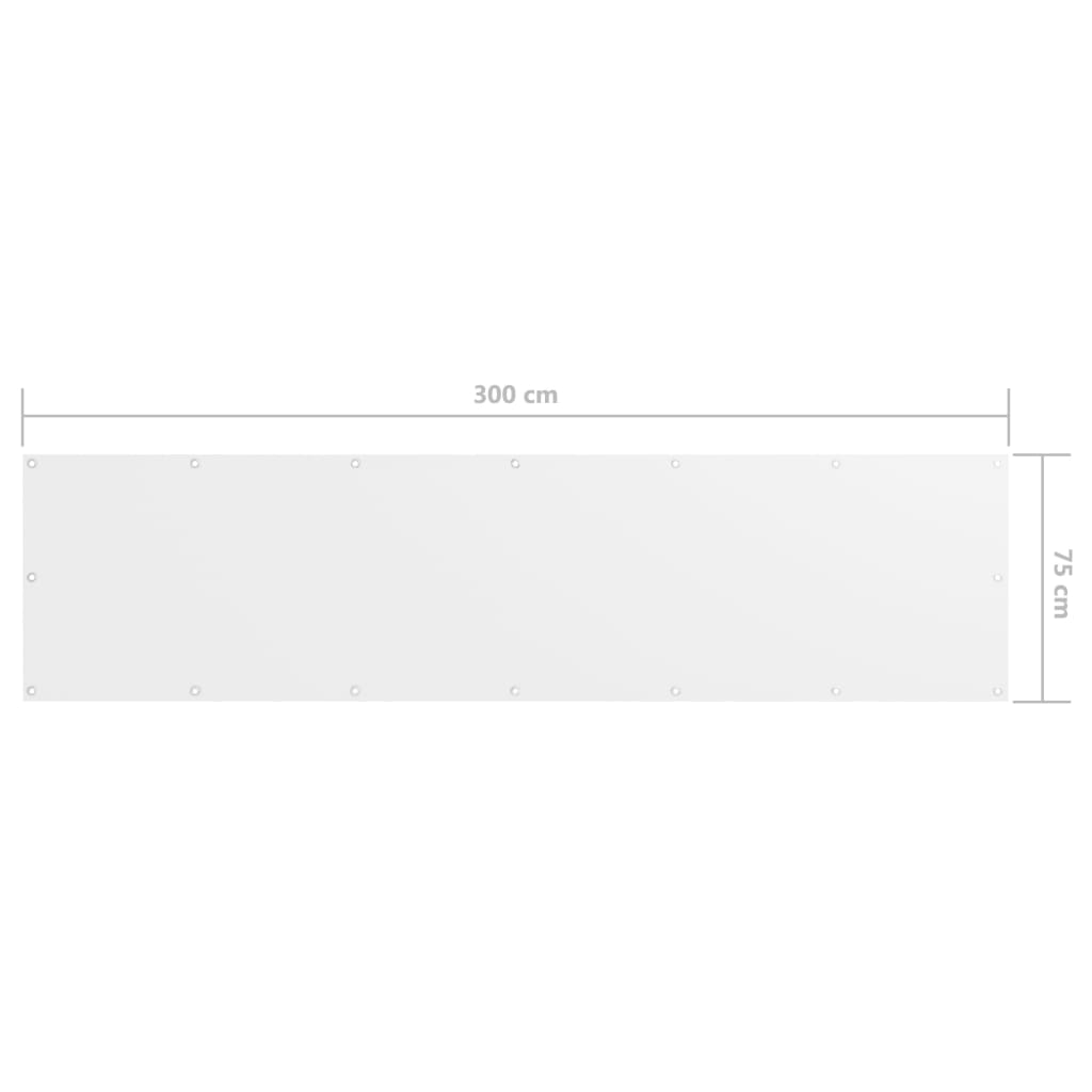 Балконски параван, бял, 75x300 см, оксфорд плат