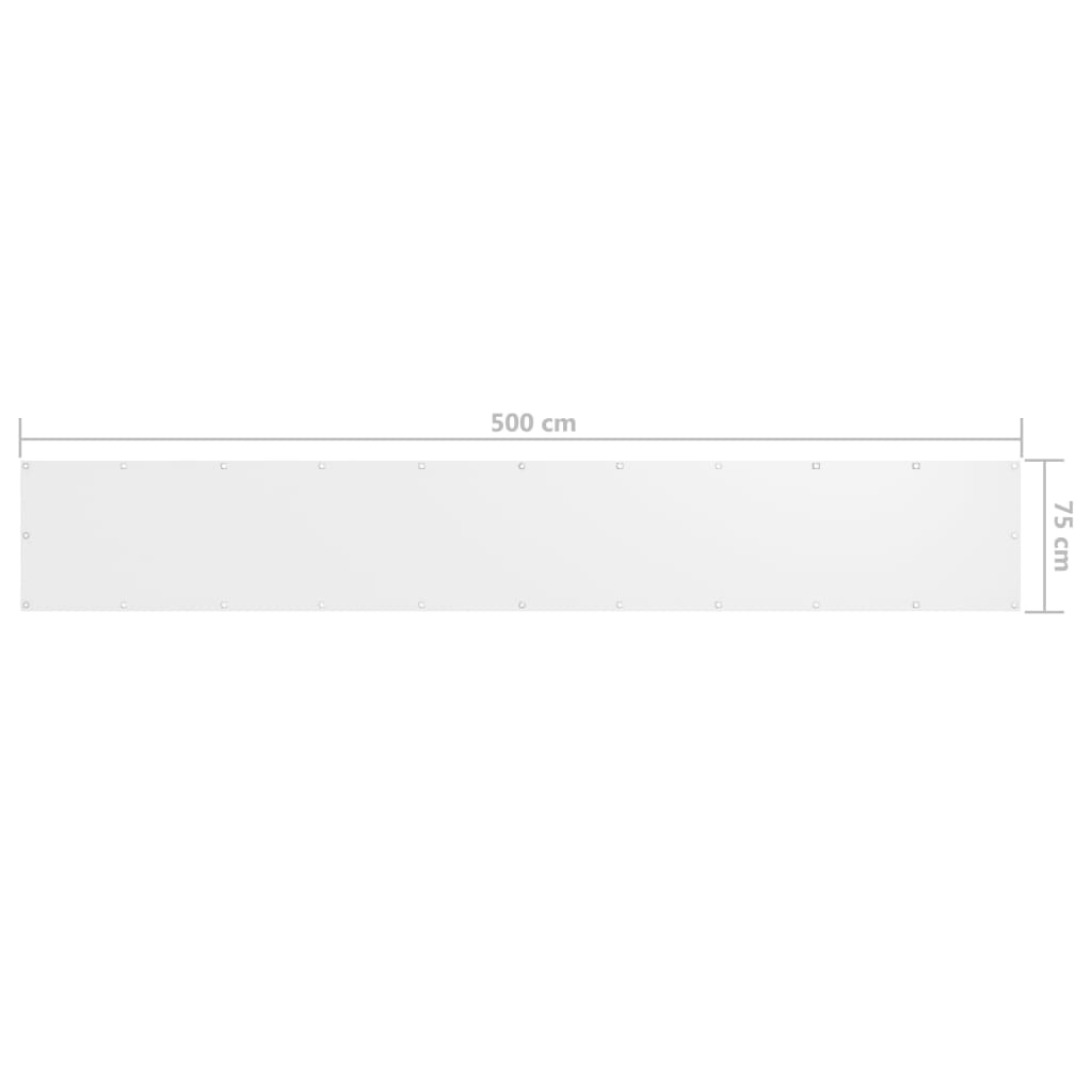 Балконски параван, бял, 75x500 см, оксфорд плат