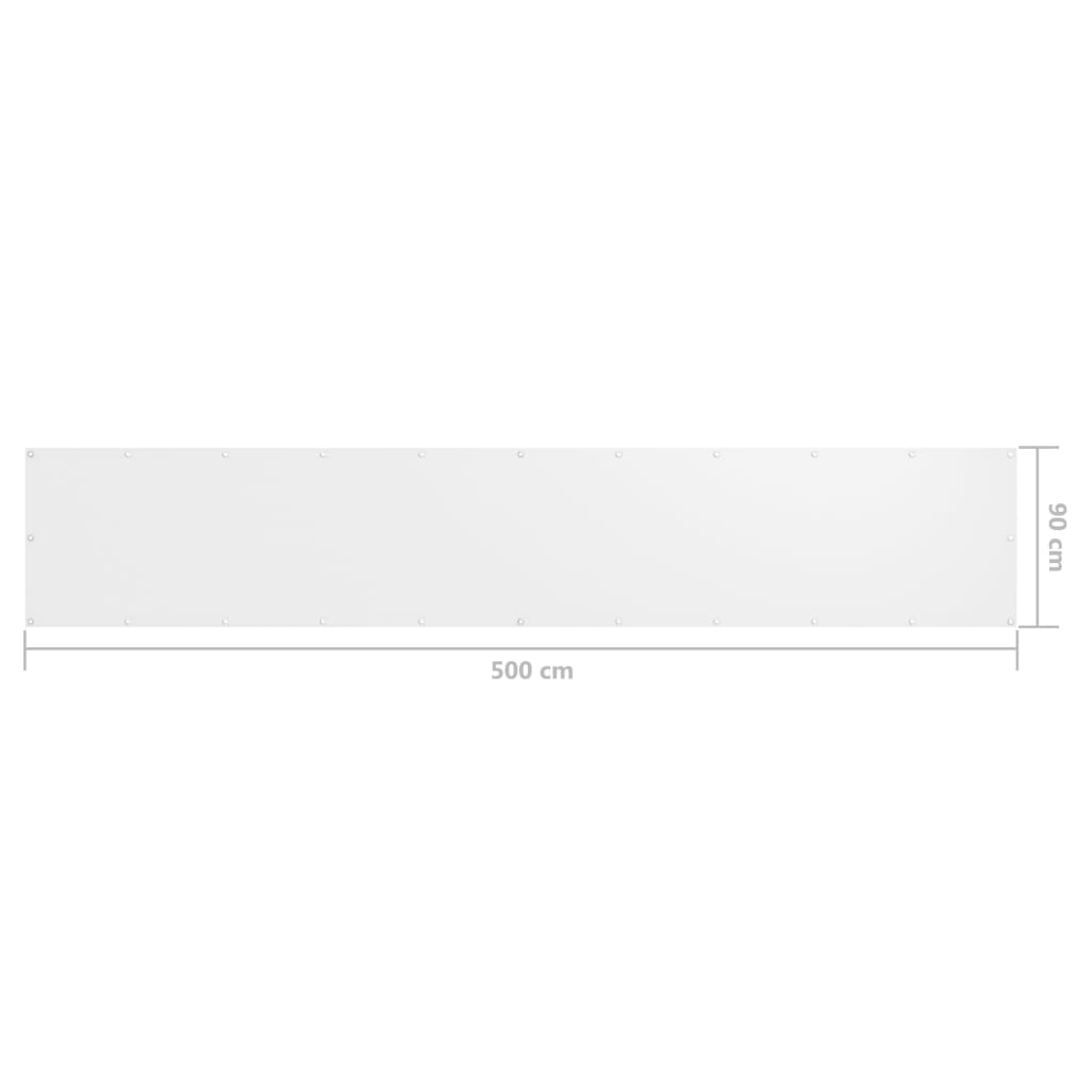 Балконски параван, бял, 90x500 см, оксфорд плат