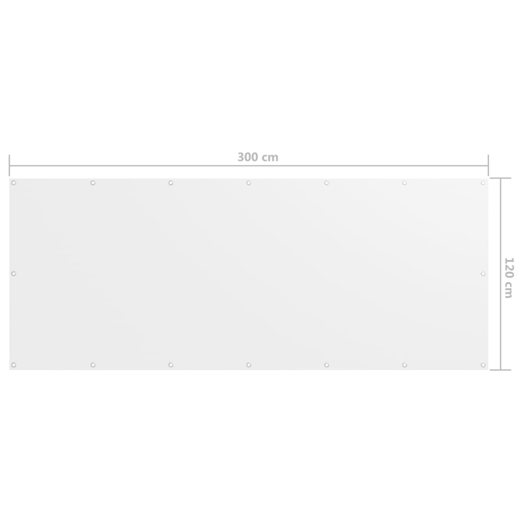 Балконски параван, бял, 120x300 см, оксфорд плат