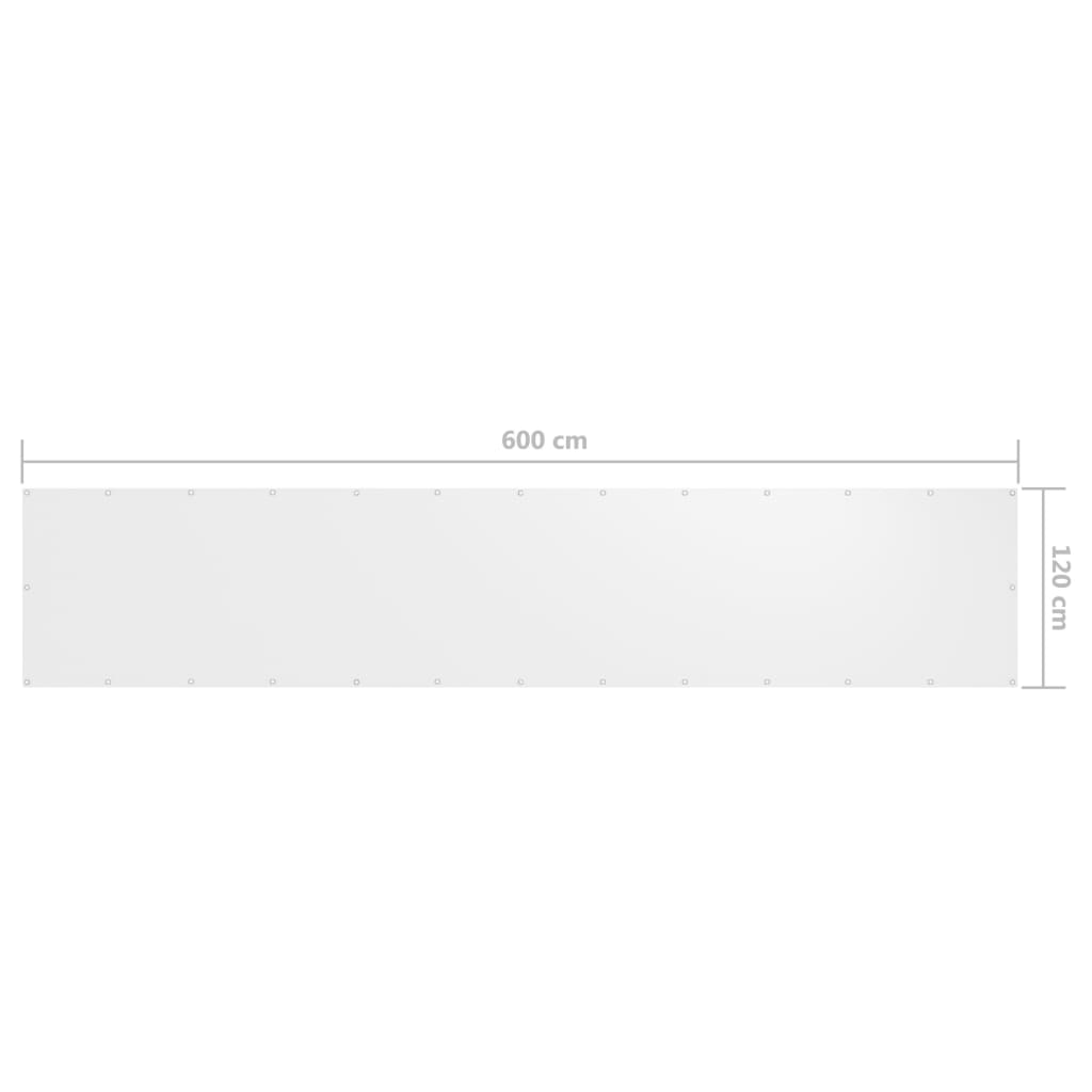 Балконски параван, бял, 120x600 см, оксфорд плат