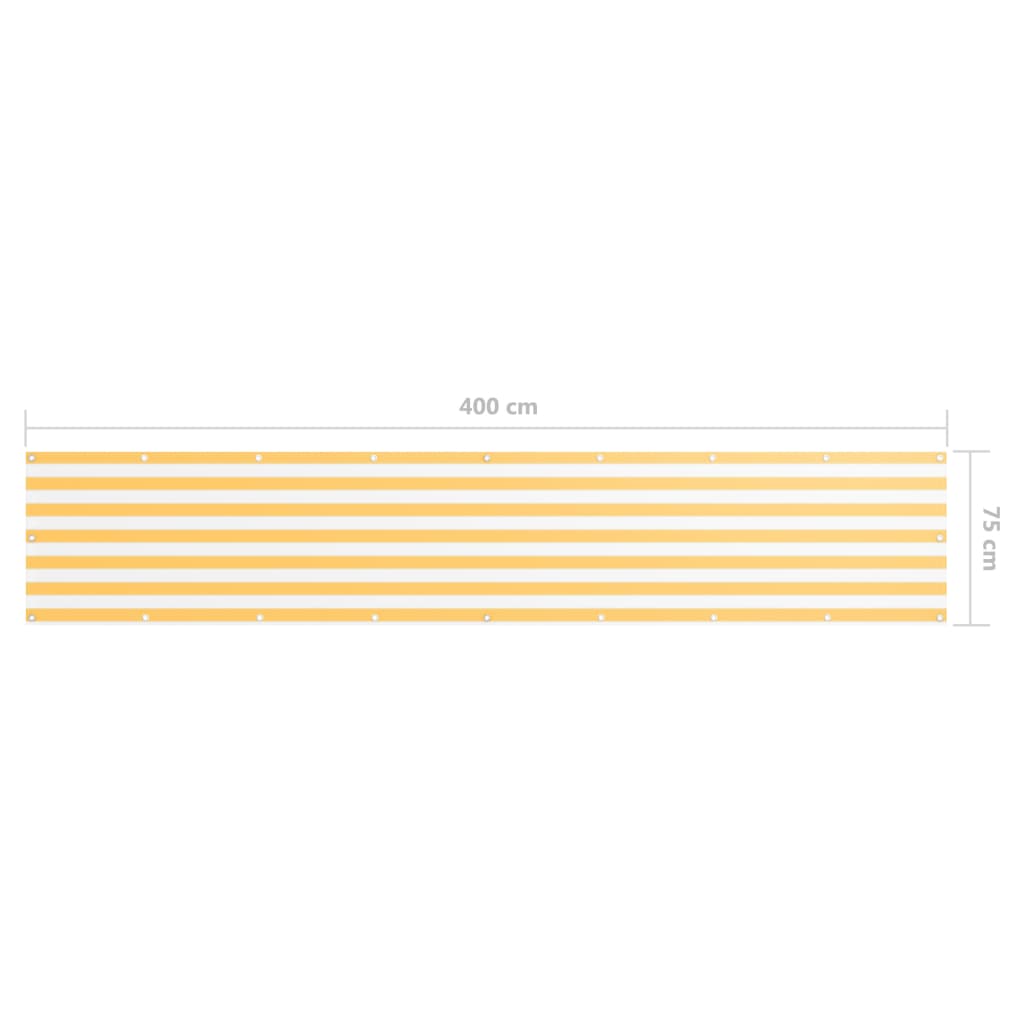 Балконски параван, бяло и жълто, 75x400 см, оксфорд плат
